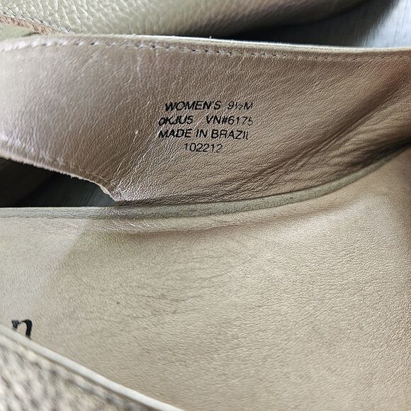 LL Bean Tan Metallic Leather Slingback Flats Women’s 9.5 Floral - Picture 6 of 7